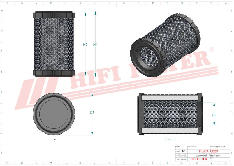 Air filter SA 16056 HIFI FILTER for KUBOTA,KIOTI,JOHN DEERE